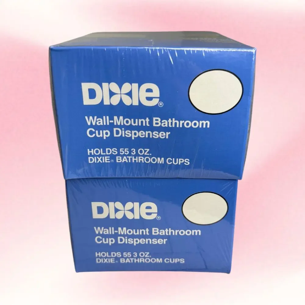 Vintage 1988 Dixie Bathroom Cup Dispenser Lot 2 NOS Sealed Marble Ivory